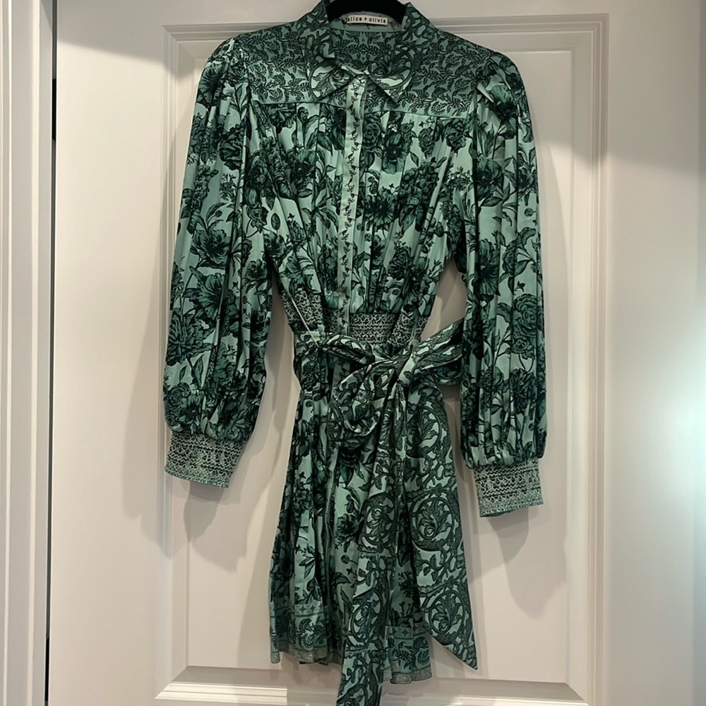 Alice & Olivia Tiffie floral belted mini dress